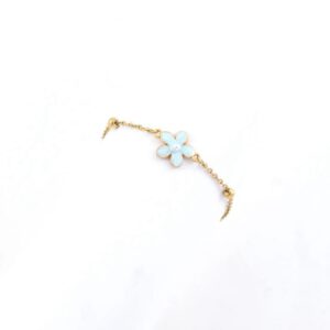 Anklet chain flower blauw